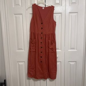 GAP Terracotta Sleeveless Midi Dress